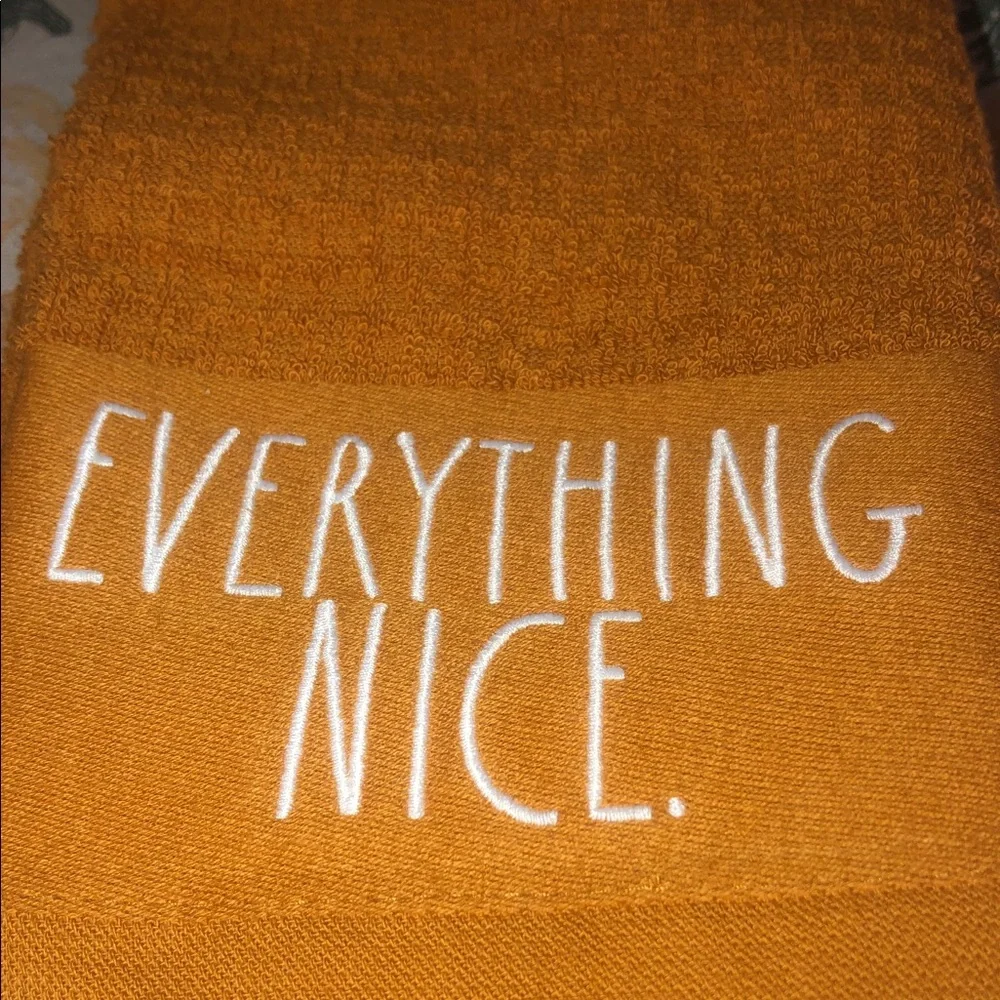 Rae Dunn PUMPKIN SPICE AND EVERYTHING NICE Set of 3 Embroidered Kitchen Towels